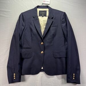 J Crew Schoolboy Blazer Women 12 Tall Navy Gold Buttons Wool Blend Academia Wool